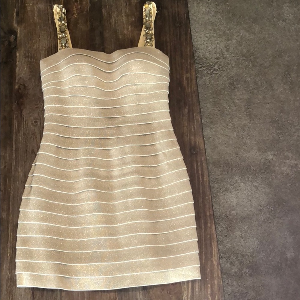 Sherri Hill Gold Stretch Dress